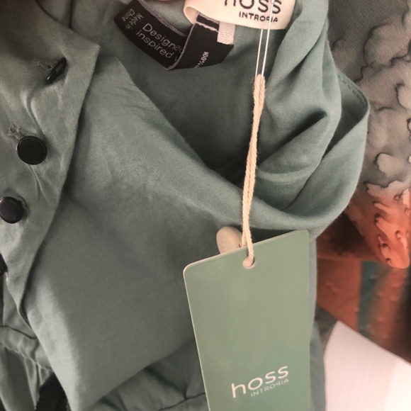 NWT Hoss Intropia  Coastal Medium  Sage Green/ Black Designer Halter Dress - Picture 2 of 4
